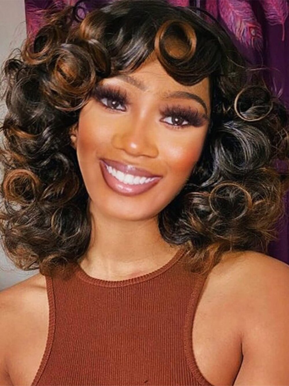 Blackish-Brown Curly WIG for Black Woman